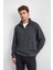 Regular Fit Yarım Fermuarlı Dik Yaka Sweat Erkek Sweat B35W12016 102 1