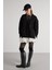 Kadın Siyah Basic Yırtmaçlı Oversize 3 Iplik Şardonlu Sweatshirts 30078 3