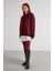 Kadın Bordo Basic Yırtmaçlı Oversize 3 Iplik Şardonlu Sweatshirts 30078 2