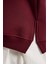 Kadın Bordo Basic Yırtmaçlı Oversize 3 Iplik Şardonlu Sweatshirts 30078 5