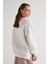 Kadın Ekru Basic Yırtmaçlı Oversize 3 Iplik Şardonlu Sweatshirts 30078 6