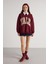 Kadın Bordo Nakışlı Şardonlu Oversize Sweatshirt 30080 2