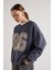 Nakışlı 3 Iplik Şardonlu Sweatshirt Füme 5