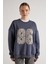 Nakışlı 3 Iplik Şardonlu Sweatshirt Füme 7