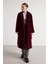 Pelüş Astarlı Uzun Kemer Detaylı Kaban Bordo 7