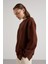 Kadın Kahve Basic Yırtmaçlı Oversize 3 Iplik Şardonlu Sweatshirts 30078 3