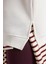 Kadın Ekru Basic Yırtmaçlı Oversize 3 Iplik Şardonlu Sweatshirts 30078 4