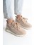 Alya Bağcıklı Ortopedik Taban Taşlı Kadın Sneaker Spor Ayakkabı Cbt - Krem 1