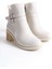 Noemı Tokalı Fermuarlı Ortopedik Taban Topuklu Kadın Bot Ckt - Krem 4