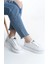 Mına Bağcıklı Ortopedik Taban Kadın Sneaker Spor Ayakkabı Cbt - Beyaz/gümüş 2