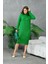 Kadın Elbise Boyunlu Diz Altı Örme Elbise Yeşil - 227067 2