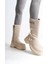 Lucy Lastikli Fermuarlı Paraşüt Kumaş Rugan Kadın Bot Ckt - Krem 3