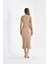 Kadın Elbise Dik Yaka Triko Midi Boy Elbise Camel - 10262 2