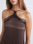 Halter Yaka Dantelli Saten Elbise 3