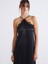 Halter Yaka Dantelli Saten Elbise 2