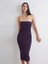 Straplez Yaka Simli Büzgülü Bodycon Elbise 1