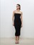 Straplez Yaka Simli Büzgülü Bodycon Elbise 1