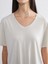 V Yaka Modal Karışımlı Oversize Kadın Tişört 3