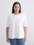Büyük Beden Bisiklet Yaka Nakışlı Kadın Tişört 1