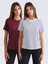 Bisiklet Yaka Kadın Tişört 2'li 1