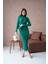 Kadın Elbise Dik Yaka Triko Midi Boy Elbise Zümrüt - 10262 1