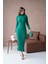 Kadın Elbise Dik Yaka Triko Midi Boy Elbise Zümrüt - 10262 2