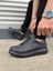 JY151 Boost Bağcıklı Cilt Erkek Günlük Sneaker Ayakkabı Cst - Siyah 3