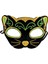 Siyah Kadife Kaplama Üzeri Sarı Yeşil Sim Işlemeli Kedi Maskesi 20X13 cm 2