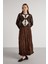 Süet Kraşlı Uzun Etek Kahve 8