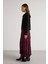 Süet Kraşlı Uzun Etek Bordo 6