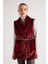 Kadın Bordo Kemerli Astarlı Kürk Yelek 30094 2