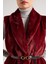 Kadın Bordo Kemerli Astarlı Kürk Yelek 30094 5