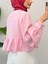 Eteği ve Kolu Fırfırlı Taşlı Düğmeli Modal Kumaş Gömlek -Pembe 4