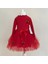 5-6-7 Yaş Kiraz Desenli Kurdela Kuşaklı Astarlı Uzun Kollu Kız Çocuk Tütü Elbise Kırmızı 1