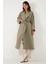 Oversize Fit Kruvaze Yaka Kuşaklı Astarlıtrençkot Bayan Trençkot 6839617 2