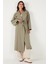 Oversize Fit Kruvaze Yaka Kuşaklı Astarlıtrençkot Bayan Trençkot 6839617 3
