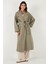 Oversize Fit Kruvaze Yaka Kuşaklı Astarlıtrençkot Bayan Trençkot 6839617 4