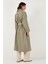 Oversize Fit Kruvaze Yaka Kuşaklı Astarlıtrençkot Bayan Trençkot 6839617 7