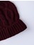 Bordo Saç Örgü Desenli Ponpon Detaylı Bere 2