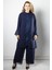 Taş Payet İşlemeli Şifon Pantalon Tunik Takım Lacivert FHM966 1