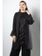 Taş Payet Işlemeli Şifon Pantalon Tunik Takım Siyah FHM966 2