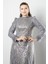 Taş Payet Işlemeli Abiye Gri AHN270 2