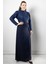 Dantel Şifon Abiye Elbise Lacivert FHM958 5