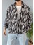 Siyah Desenli Uzun Kollu Oversize Gömlek 4