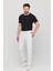 Erkek Slim Fit Beli Lastikli Ipli Fermuarlı Likralı Rahat Jogger Beyaz Erkek Pantolon 1