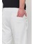 Erkek Slim Fit Beli Lastikli Ipli Fermuarlı Likralı Rahat Jogger Beyaz Erkek Pantolon 7
