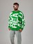 Bold Print Oversize Yeşil Erkek Sweat COC1021 4