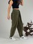 Yeşil Kadife Pileli Kadın Jogger Pantolon COC1058 3
