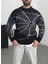 Örümcek Ağı Desenli Siyah Erkek Peluş Sweatshirt COC1200 1