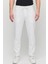 Erkek Slim Fit Beli Lastikli Ipli Fermuarlı Likralı Rahat Jogger Beyaz Erkek Pantolon 2